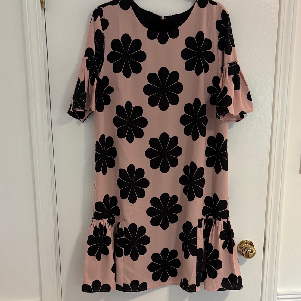 Pink and Black Flounce Dress